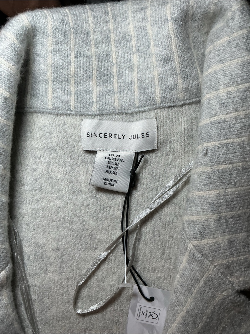 Light Gray Ribbed Open Front Cardigan Jacket - Picture 4 of 7